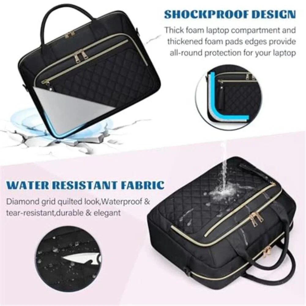 Women's Laptop Bag Briefcase Waterproof Messenger Shoulder Bag, 17.3 Inch